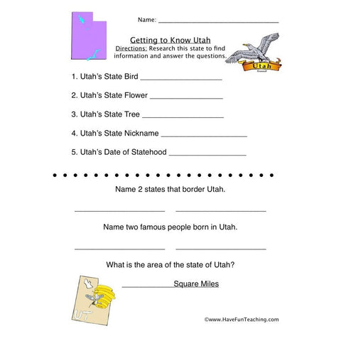 Utah Worksheet