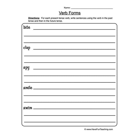 Verb Forms Worksheet 2