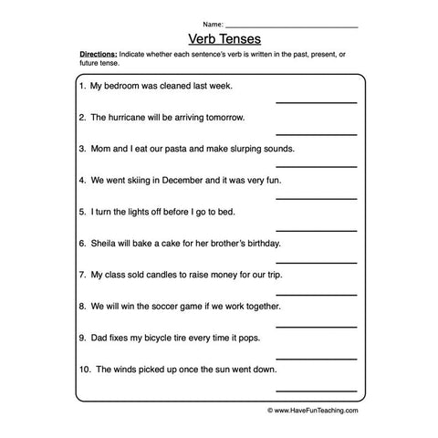 Verb Tenses Worksheet 2