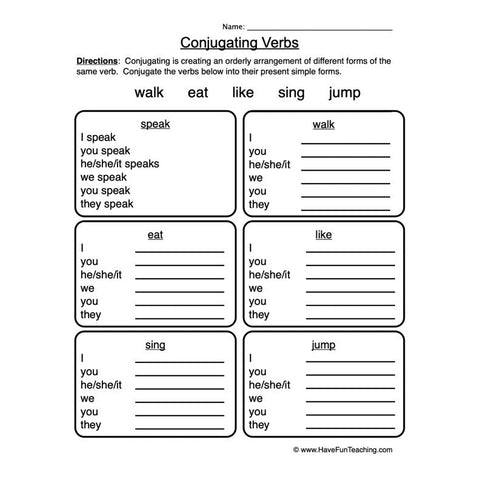 Verb 2 Worksheet