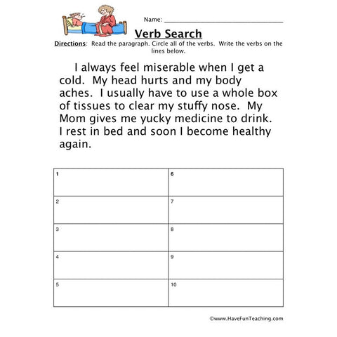 Verb Worksheet 7