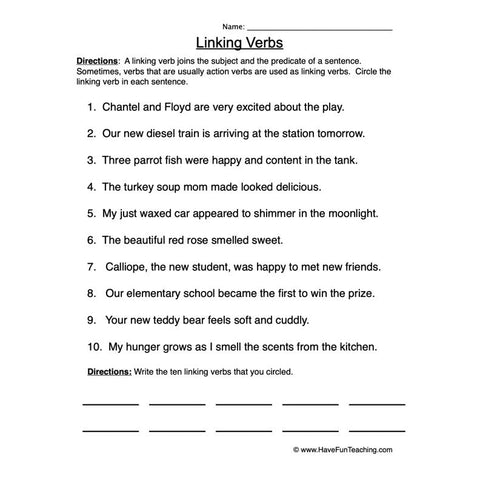 Verb Worksheet 8
