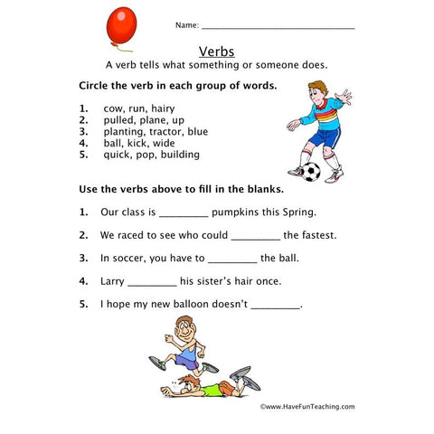 Verb Worksheet 9