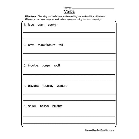 Verbs Worksheet 2