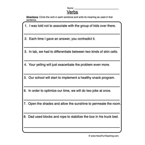 Verbs Worksheet 4