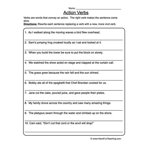 Verbs Worksheet 8