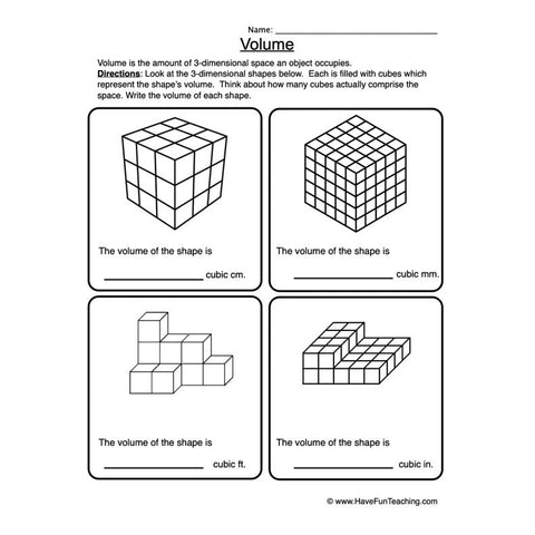 Volume Worksheet
