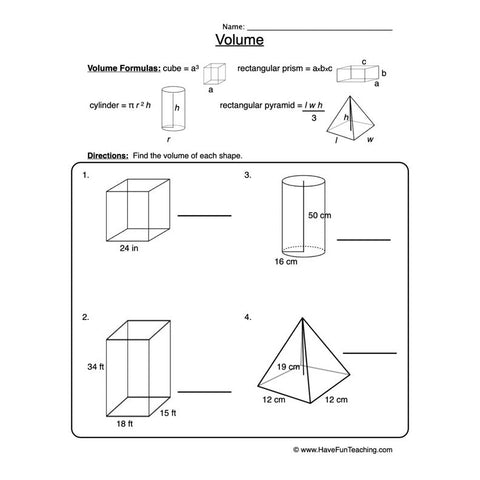 Volume Worksheet 2