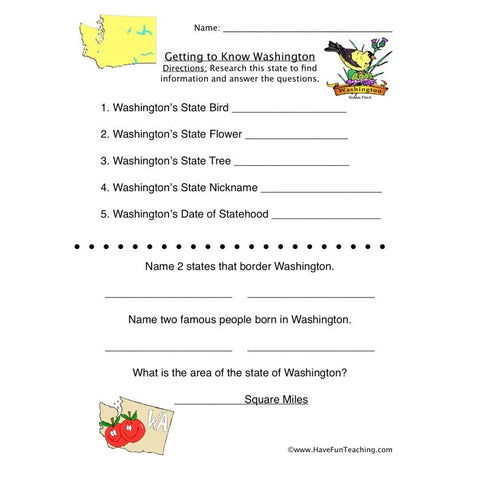 Washington Worksheet