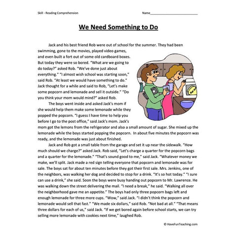 We Need Something to Do Worksheet