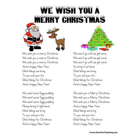 We Wish You a Merry Christmas Lyrics Worksheet