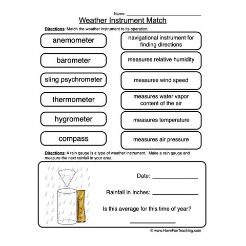 Weather Instruments Worksheet