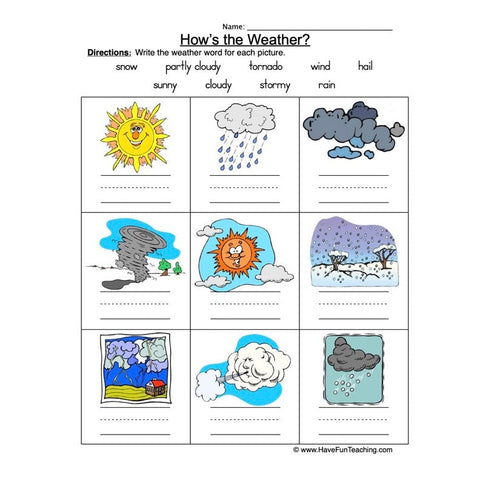 Weather Names Worksheet