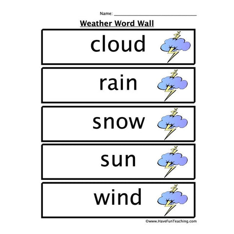 Weather Word Wall Worksheet