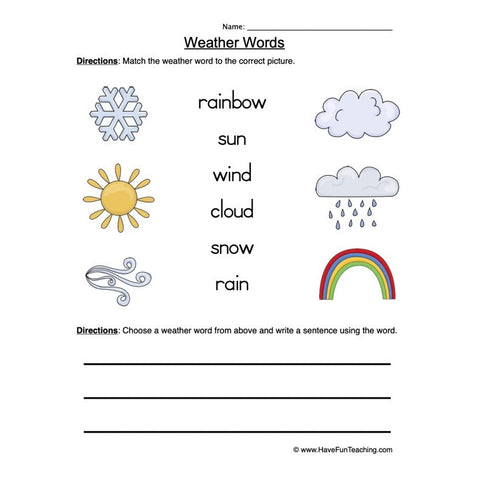 Weather Words Worksheet