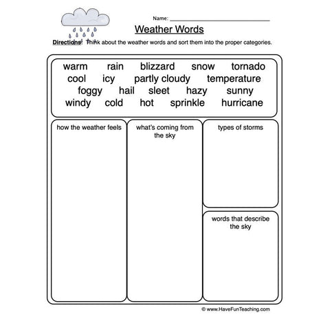 Weather Words Worksheet 3