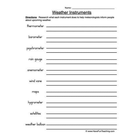 Weather Worksheet 4