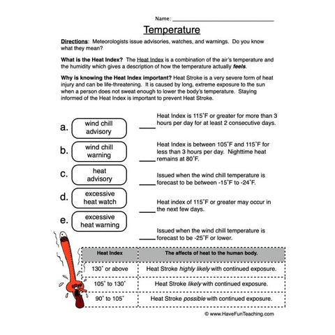 Weather Worksheet 6
