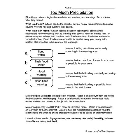 Weather Worksheet 8