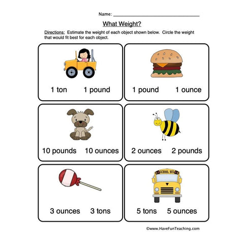 Weight Worksheet