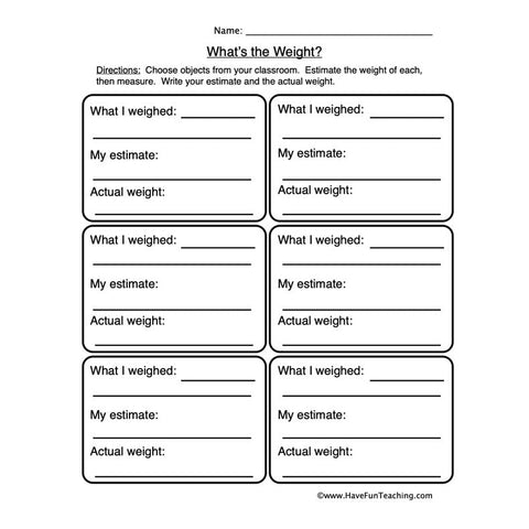 Weight Worksheet 2
