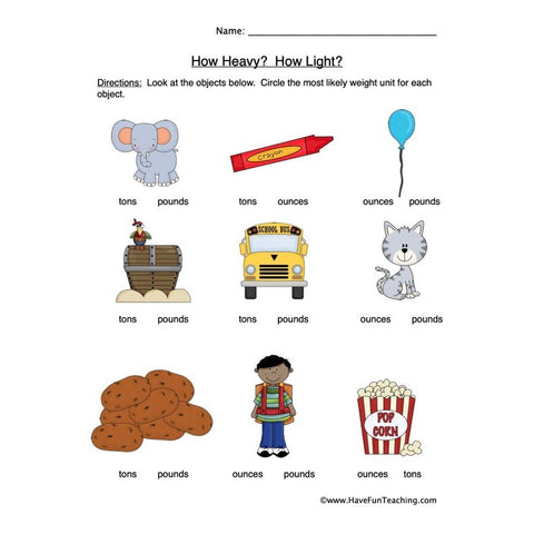 Weight Worksheet 3