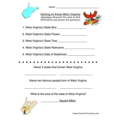 West Virginia Worksheet