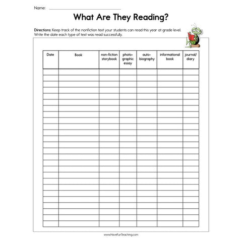 What Are They Reading Assessment Worksheet