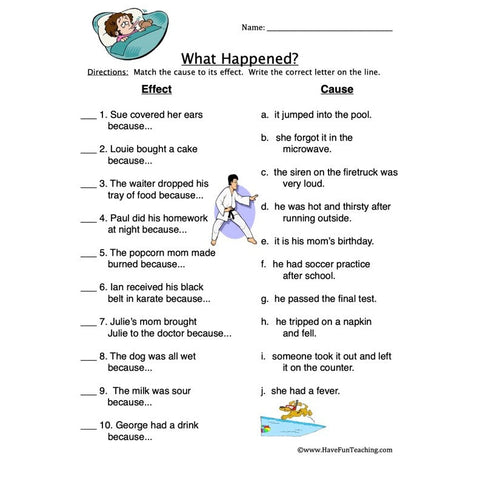 What Happened Cause Effect Worksheet 2