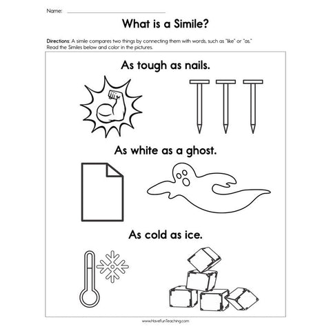 What Is a Simile Worksheet