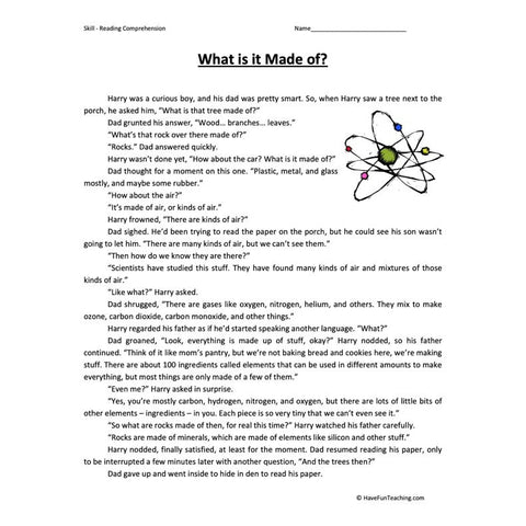 What Is It Made Of? Worksheet