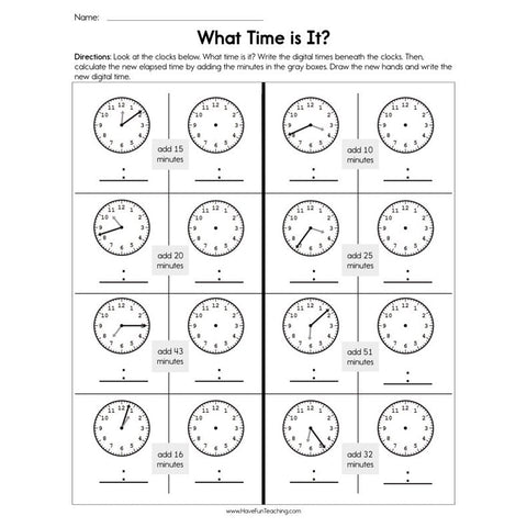 What Time Is It Elapsed Time Worksheet