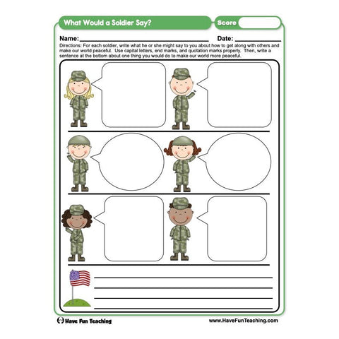 What Would a Soldier Say Worksheet