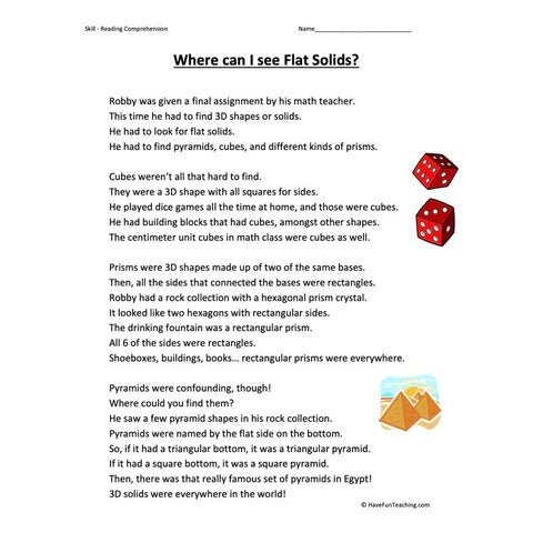 Where Can | See Flat Solids? Worksheet