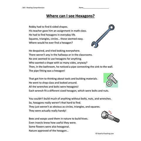 Where Can | See Hexagons? Worksheet