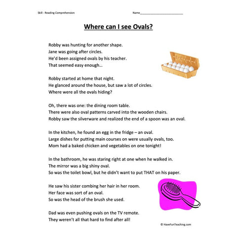 Where Can | See Ovals? Worksheet