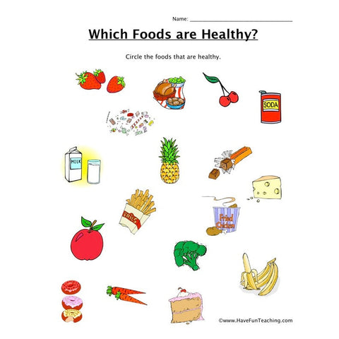 Which Foods Are Healthy Worksheet
