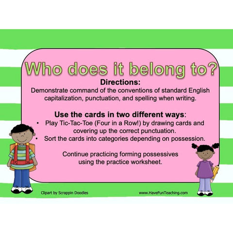 Who Does It Belong to Possessions Game
