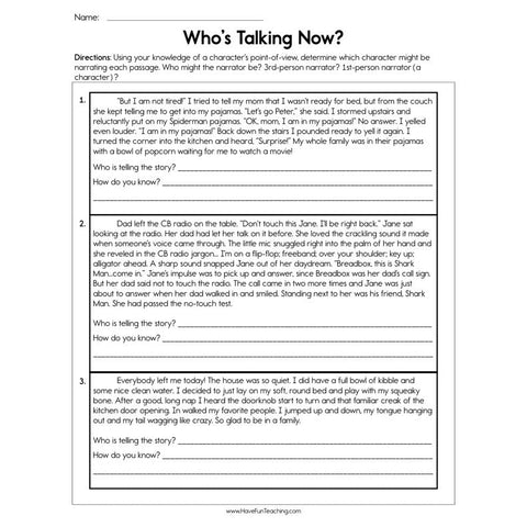Who Is Talking Now Worksheet