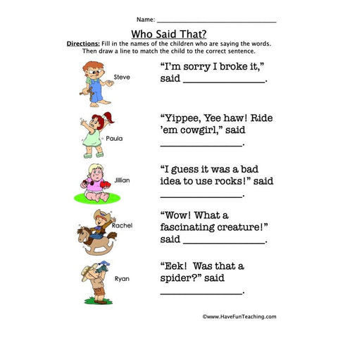 Who Said That Worksheet