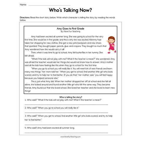 Whos Talking Now Worksheet