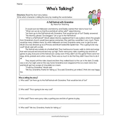 Whos Talking Worksheet