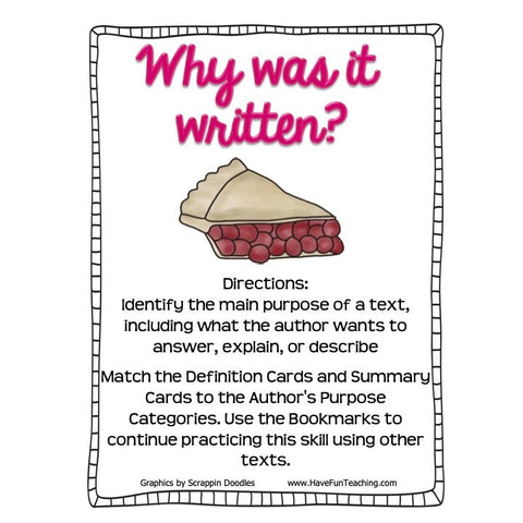 Why Was It Written Authors Purpose Game