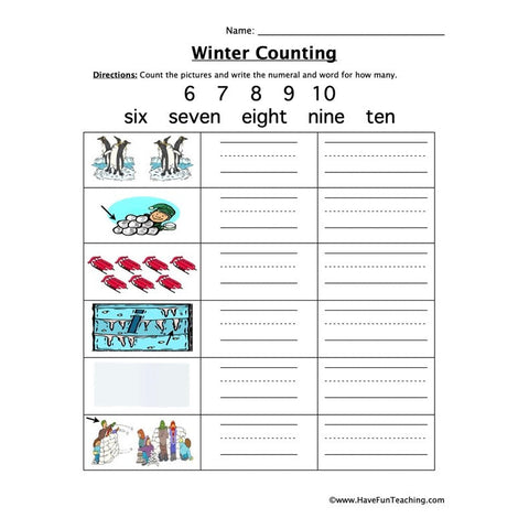 Winter Counting 6 10 Worksheet