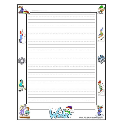 Winter Writing Paper Worksheet
