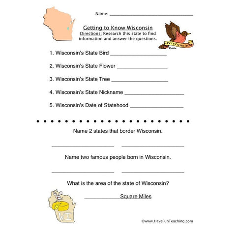 Wisconsin Worksheet