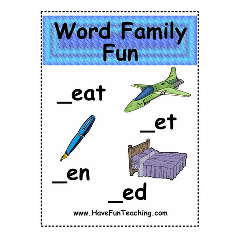 Word Family Eat Ed En Et Worksheet