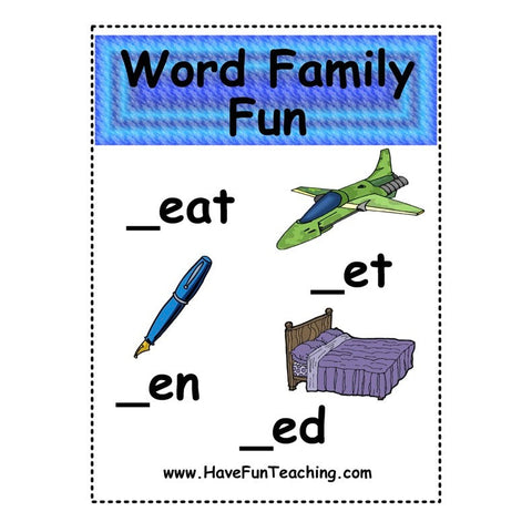 Word Family Eat Ed En Et Worksheet 2