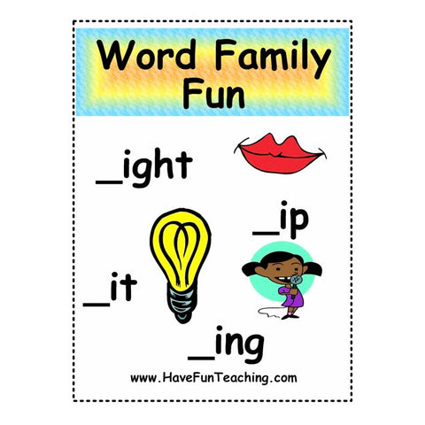 Word Family Ight Ing Ip It Worksheet