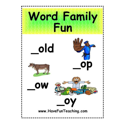 Word Family Old Op Ow Oy Worksheet 2
